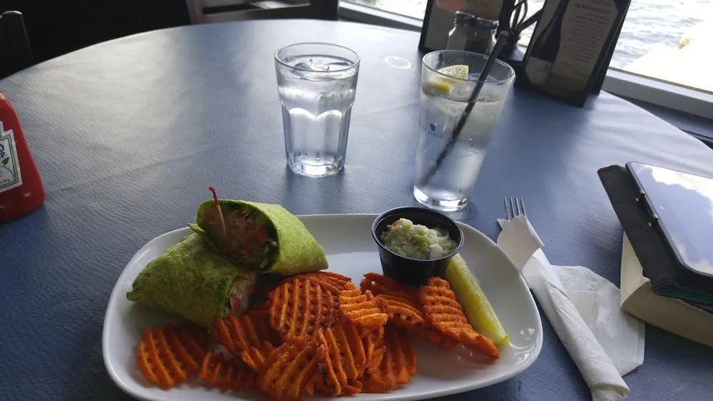 Thai Shrimp Wrap with Sweet Potato Fries